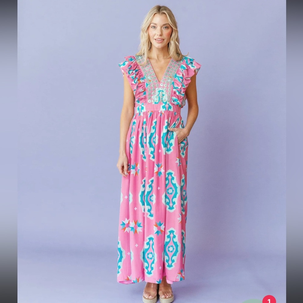Sheridan French Stacey dress watermelon starburst